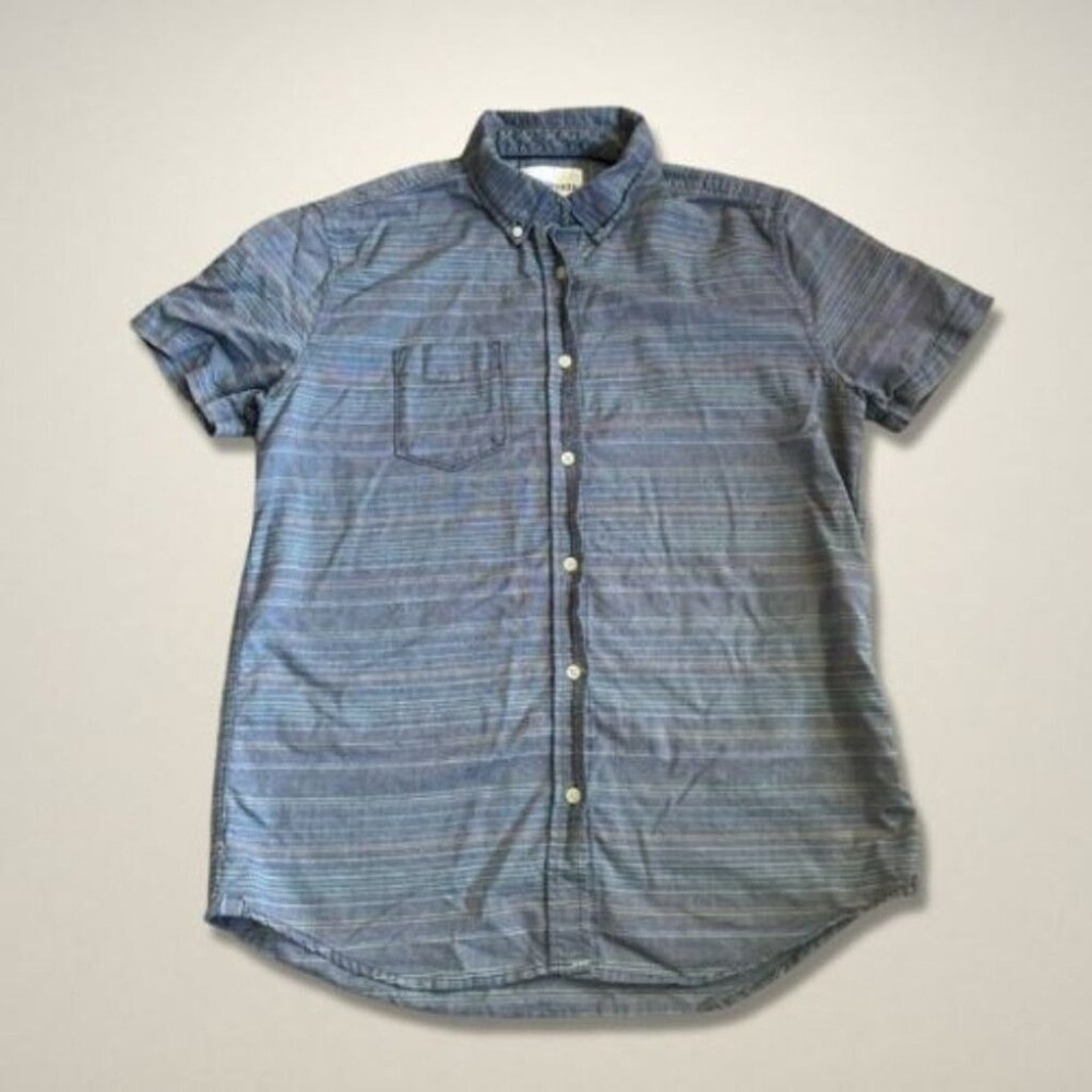 Aeropostale Button-Down Shirt Chest Pocket‎ Stripe Pattern Lightweight Blue M S